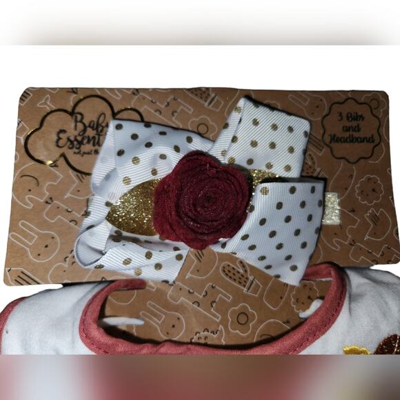 Baby‎ Essentials 3 Piece Bibs and Headband Set So Thankful Thanksgiving Autumn - Picture 2 of 8
